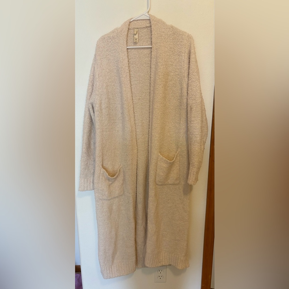 SKIMS Long Cardigan Boucle Robe Loungewear in Ivory / Bone